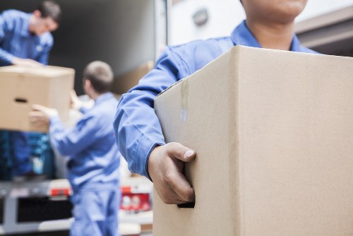 Accessible Kingsbury moving service webpage on a laptop