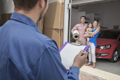 Team handling stairs and bulky items during a Kingsbury move
