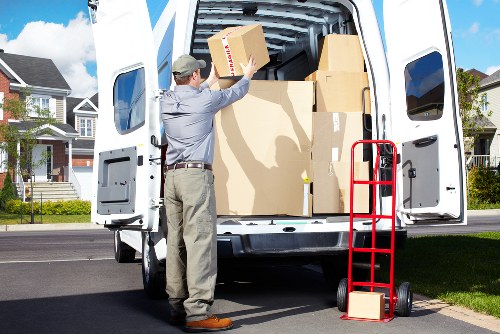 Furniture and IT items being organised for an office relocation