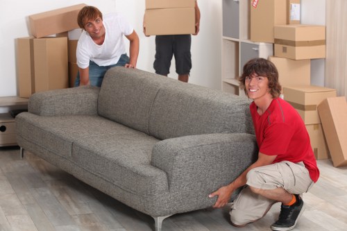 Loading furniture into a moving truck for a Kingsbury relocation