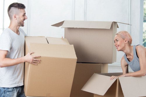 Packed boxes and furniture ready for a Kingsbury house or flat move